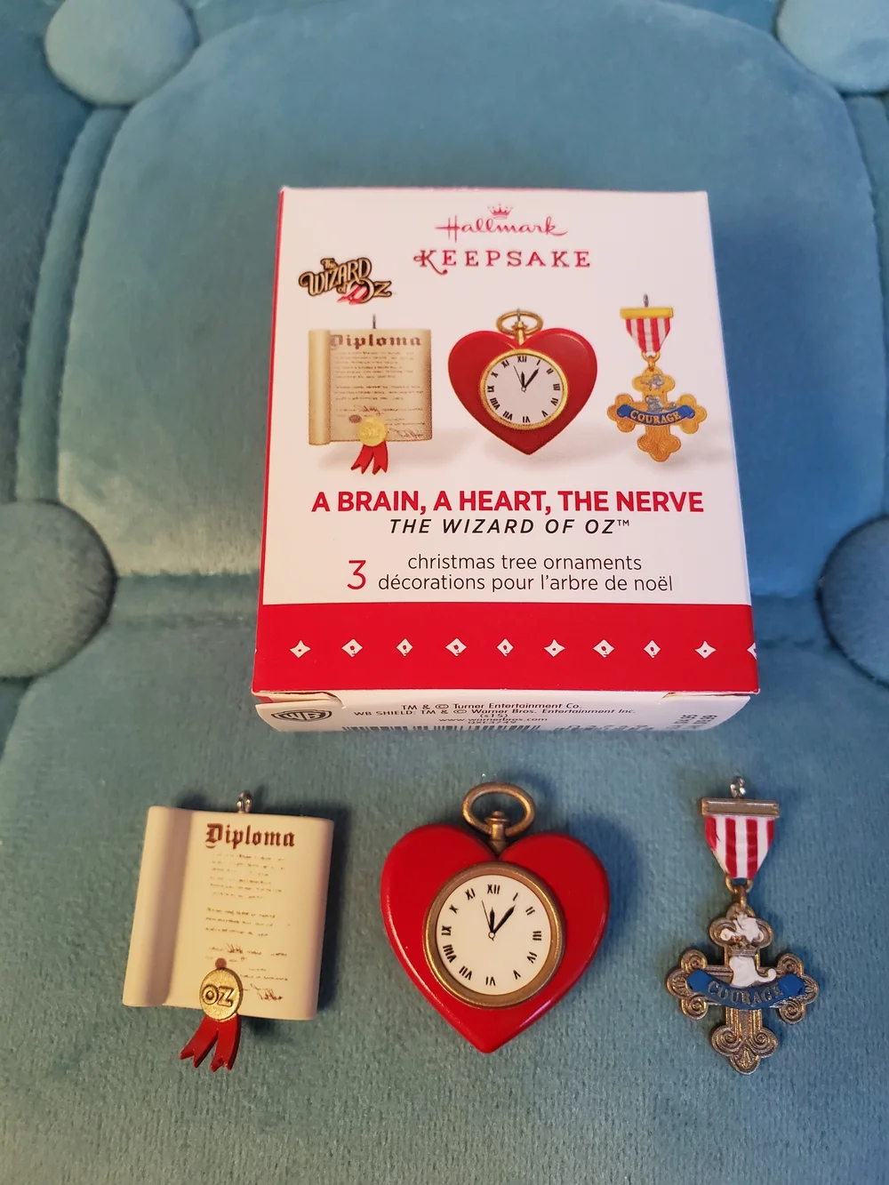 Hallmark Keepsake Wizard of Oz Ornaments 2015 A Brain Heart Nerve QXE3749